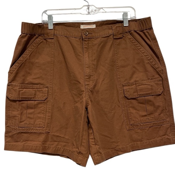 Savane Cotton Cargo Shorts Elastic Waist Pockets Toffee Brown Camel 40 - Picture 1 of 8